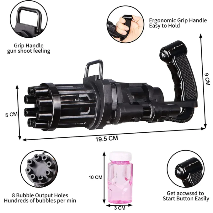 8-Hole battery operated Bubbles Gun Toys for Boys and Girls