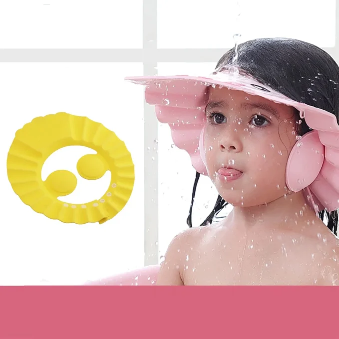 Adjustable Safe Soft Bathing Baby Shower Hair Wash Cap for Children, Baby Bath Cap Shower Protection for Eyes and Ear