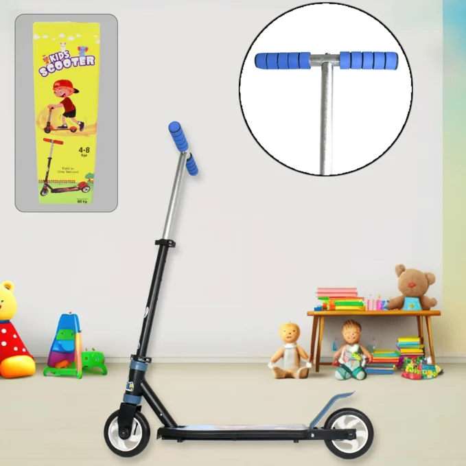 Basic Kids Ride On Leg Push Scooter for Boys and Girls (4 - 8 Years Old Kids) Foldable Scooter Cycle with Height Adjustment for Boys and Girls Multicolor (1 Pc / 2 Wheel)