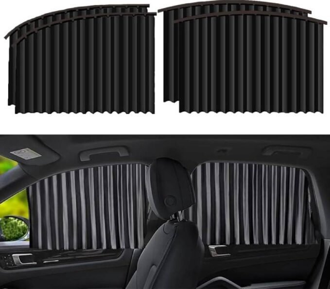 Foldable Car Window Privacy Curtains Sunshade Side Magnet Pleated Car Window Curtain