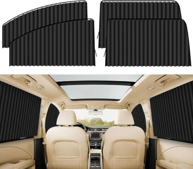 Foldable Car Window Privacy Curtains Sunshade Side Magnet Pleated Car Window Curtain