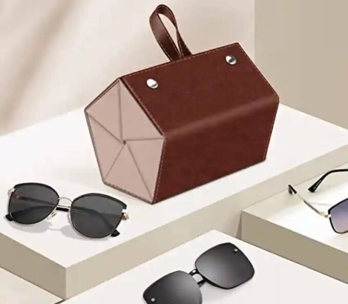 Foldable Sunglasses Organizer with 5 Slots - Portable Travel Glasses Case Storage