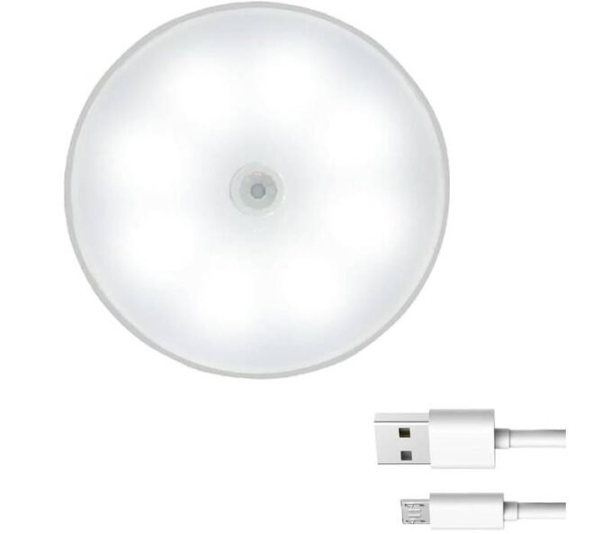 USB Charging Wireless Self Adhesive LED Body Induction Lamp Sensor Light for Wardrobe Lights, Sensor, Cupboard, Stairs, Kitchen, Home (White)
