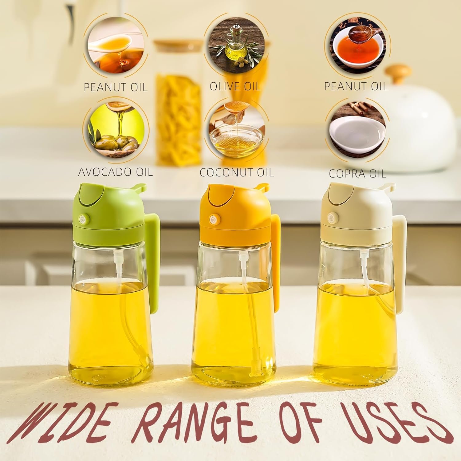 2-in-1 Oil Sprayer & Dispenser Bottle (500ml)