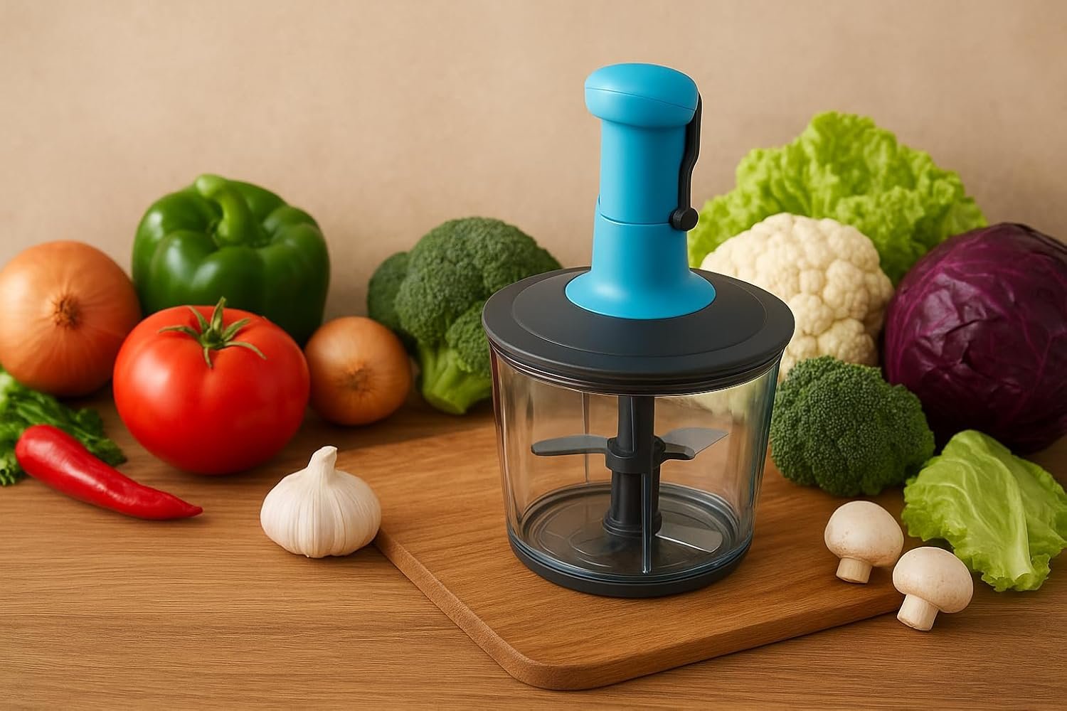 Manual Push Vegetable Chopper (1000ml)